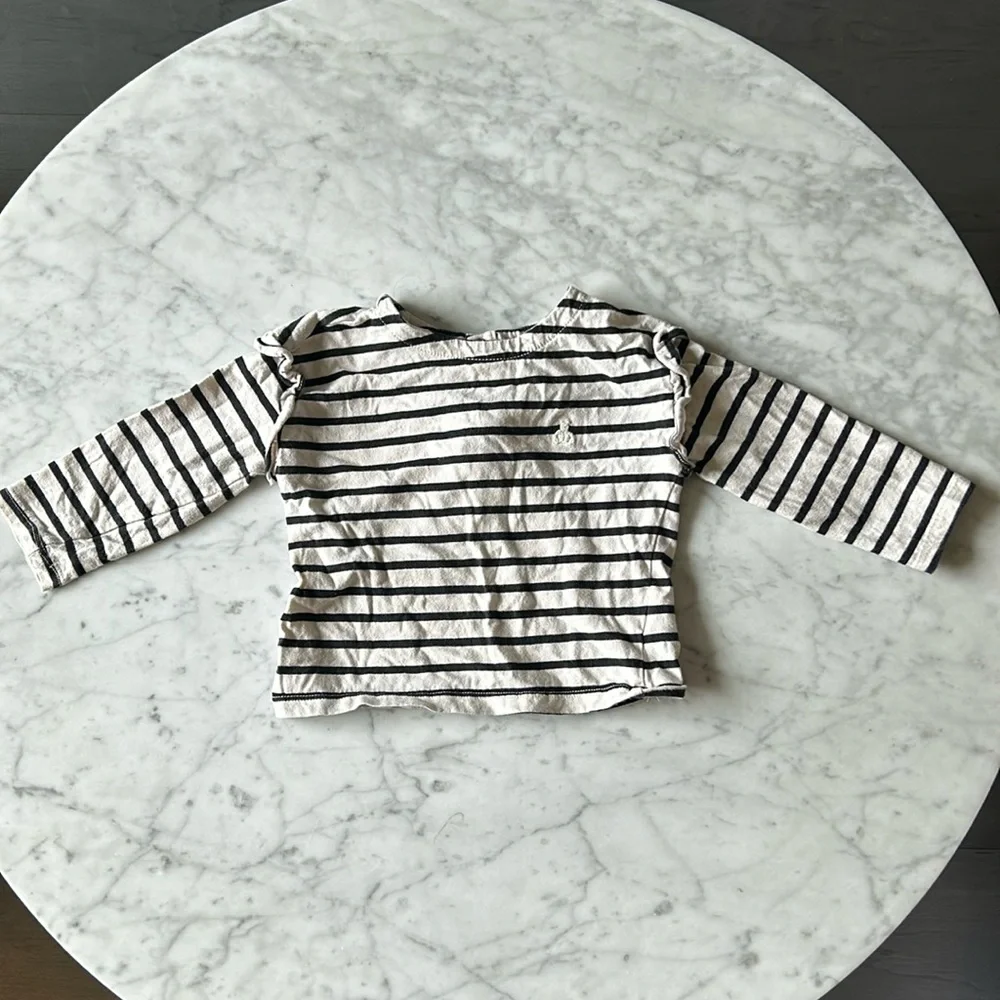 Baby gap navy and white striped long sleeve tee size 18-24 months